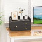 Bamboo Desk Organizer with Drawers Wooden Desktop Storage Drawers - Image 4