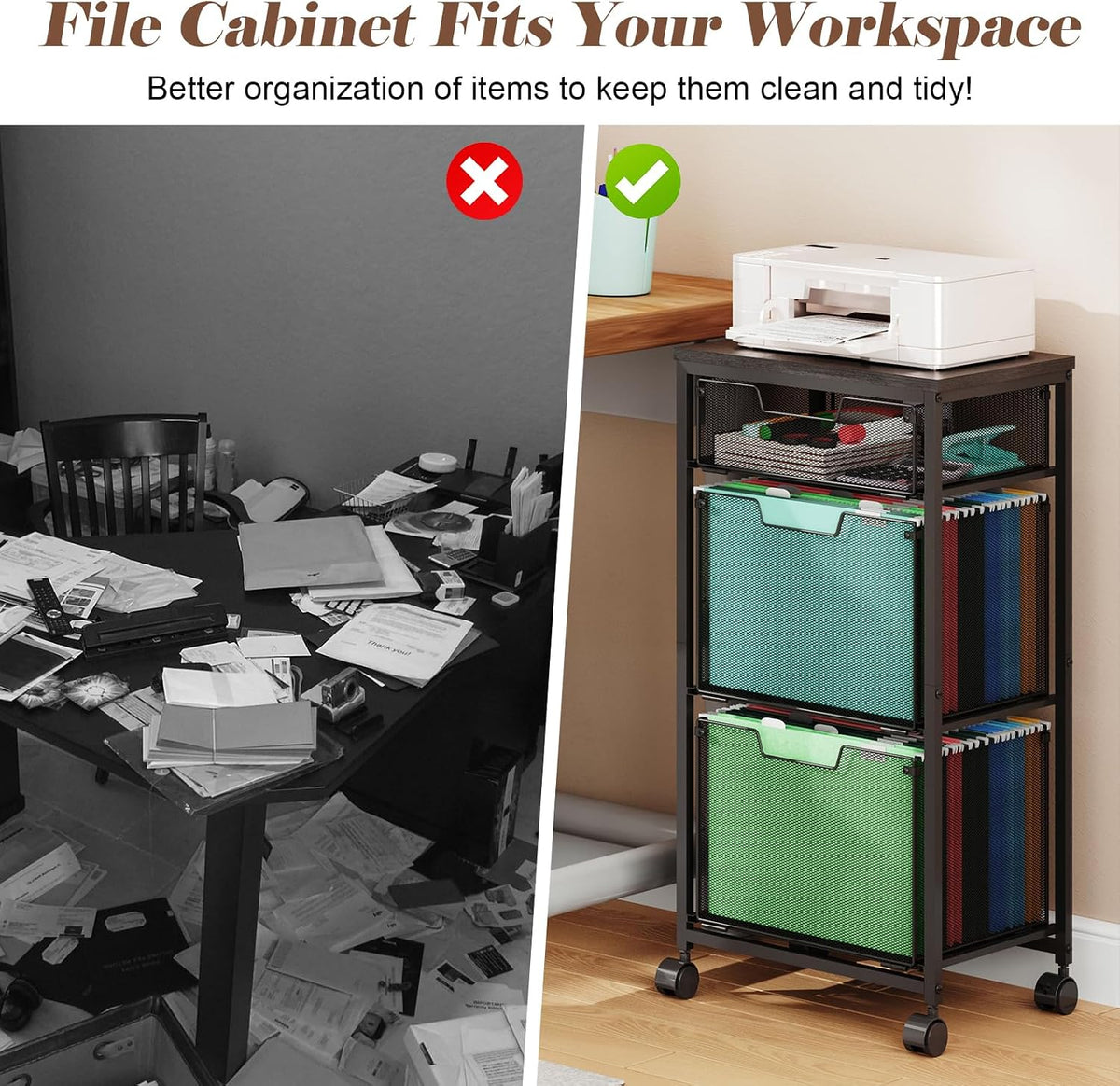 sbanmao 3 drawer mobile file cabinet for home on a desk or shelf