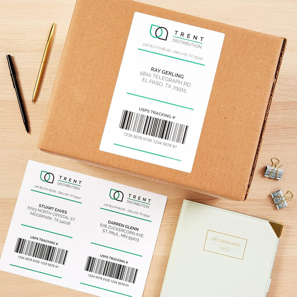Avery Half-Sheet Printable Shipping Labels, 5.5" x 8.5" Customizable Stickers, White, 50 Blank Mailing Labels, Great for Mailing, Shipping, Organizing, and More (8126)