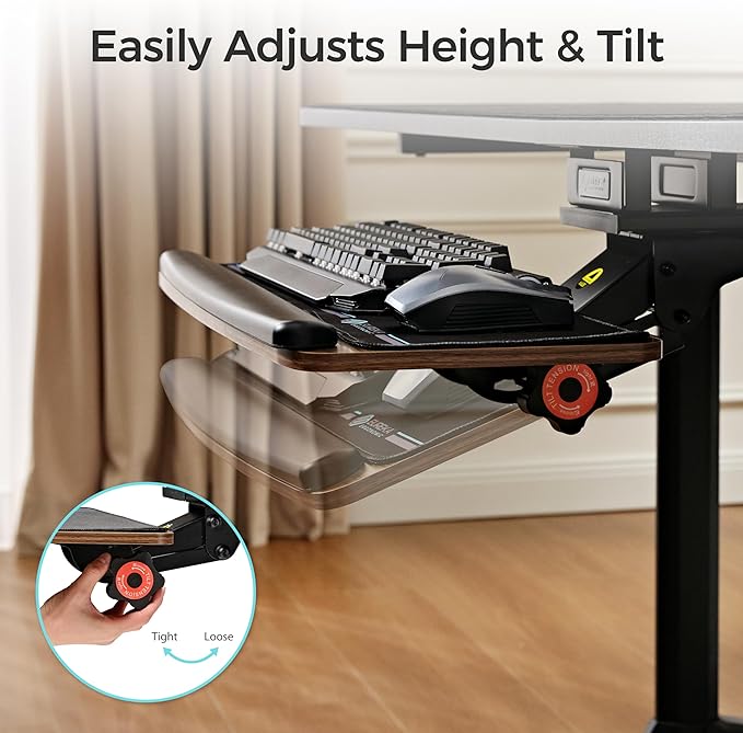 EUREKA ERGONOMIC Keyboard Tray Height Adjustable, Swivel Tilt Computer Keyboard - Image 6