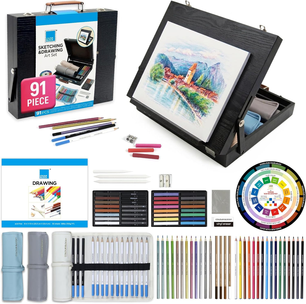 colour block 91-pc sketching & drawing set in, main product view