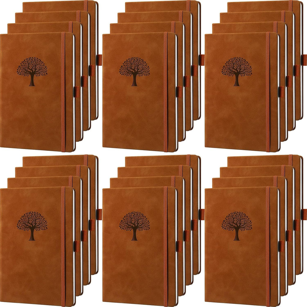 Qeeenar 24 Pack Leather Notebook Journals Bulk 5.7" x 8.3" Harder Cover A5