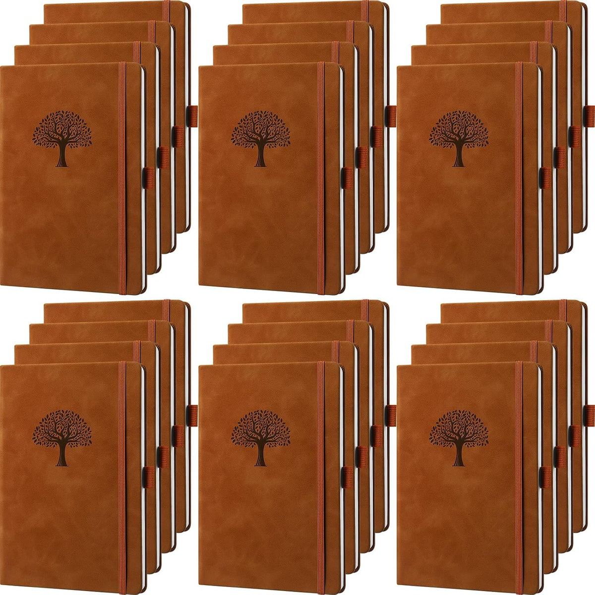 Qeeenar 24 Pack Leather Notebook Journals Bulk 5.7" x 8.3" Harder Cover A5