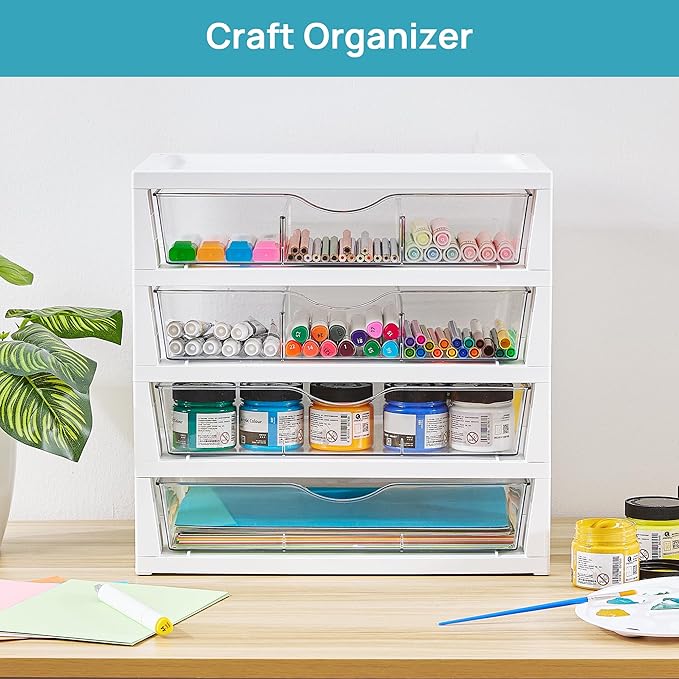 Vtopmart Clear Desk Organizer, 4-Tier Assemble Desktop File Organizer - Image 7
