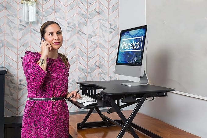 Rocelco 32" Height Adjustable Standing Desk Converter BUNDLE - Image 6