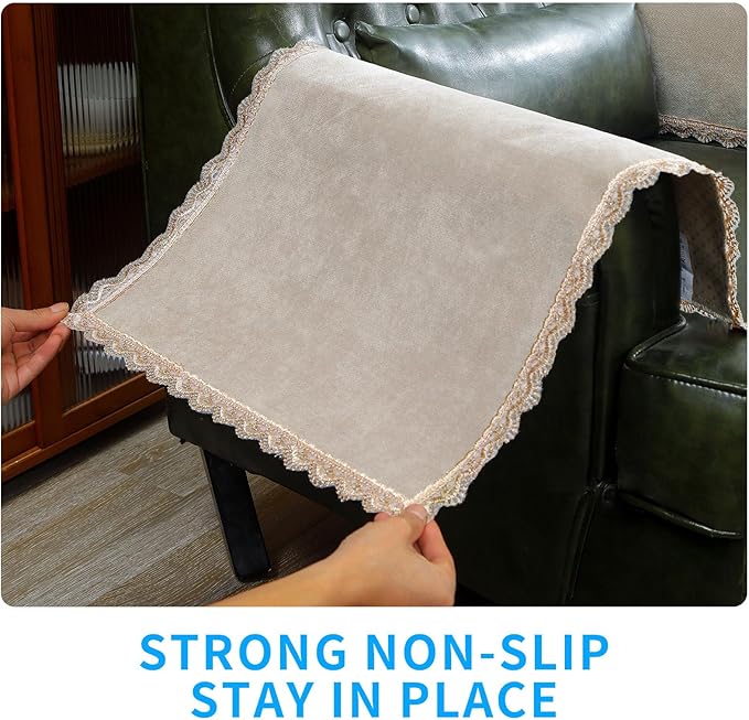 MINJIATEX Couch arm Covers, Non-Slip lace Sofa arm Covers Set of 2 Washable - Image 4