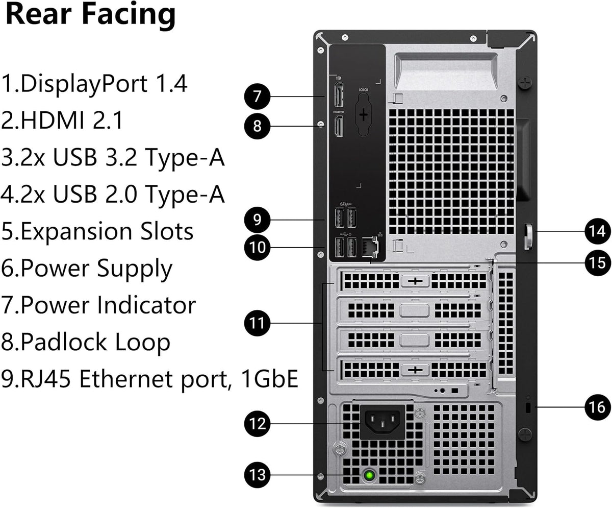Dell Tower Desktop ECT1250, Intel i3-14100, 8GB DDR5 512GB SSD, Win 11 Pro