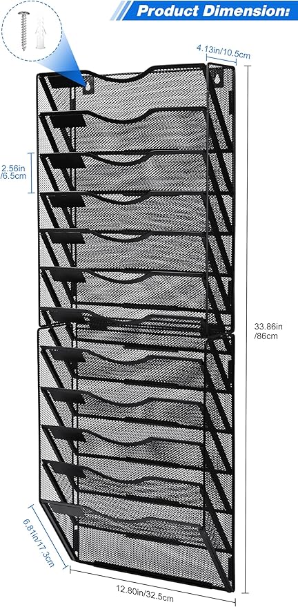 Solinxe Wall File Holder, 12 Pockets Hanging File Folder, Paper Organizer - Image 7