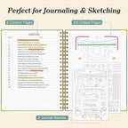 Bullet Dotted Journal Spiral Notebook, 300 Pages Leather Notebooks - Image 3