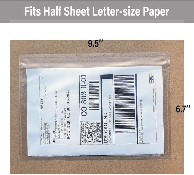 BEUYI Clear 9.5'' x 6.7'' Adhesive Shipping Label Pouches/Sleeves, Plastic - Image 3
