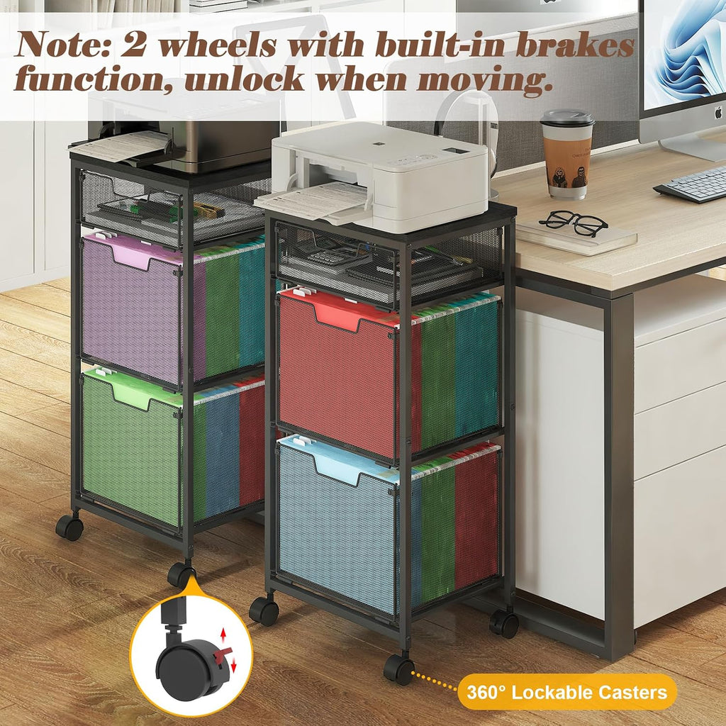 sbanmao 3 drawer mobile file cabinet for home, side view