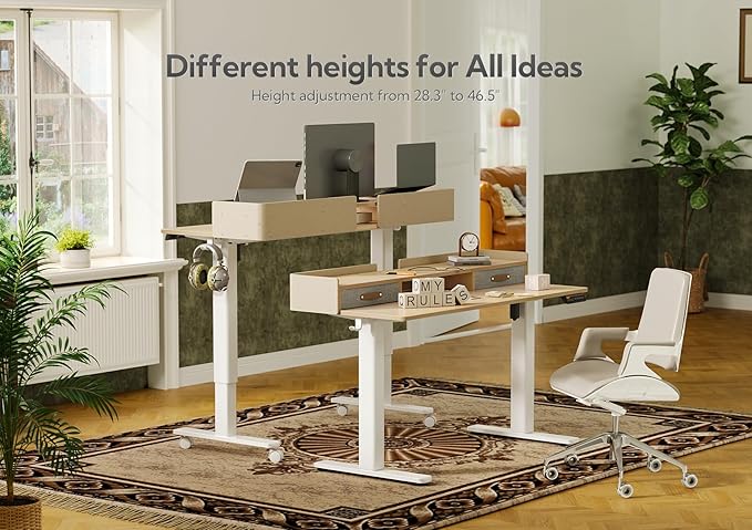 Claiks Standing Desk with Drawers, Adjustable Stand Up Electric Standing Desk - Image 5