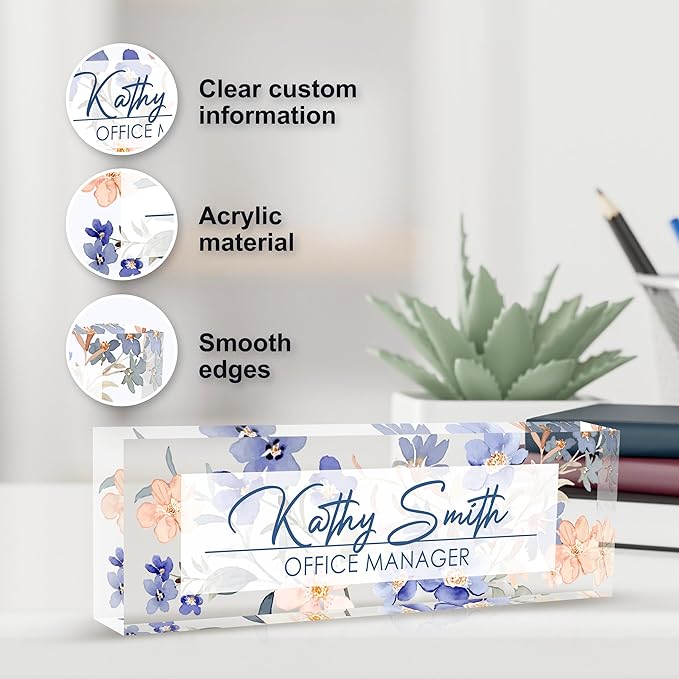 Personalized Name Plate for Desk, Custom Desk Name Plate, Acrylic Name Plate - Image 3
