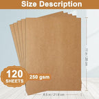 Silunkia 120 Sheets Brown Cardstock 8.5 x 11 Kraft Paper, 92lb Thick Printer - Image 2