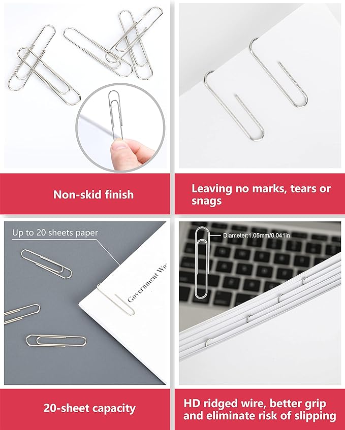 PAPERPAL Paperclips for Office School & Personal Use, Jumbo Nonskid Paper Clip - Image 4