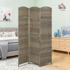 HOMCOM 3 Panel Room Divider, Hand-Woven Freestanding Wall Partition - Image 2