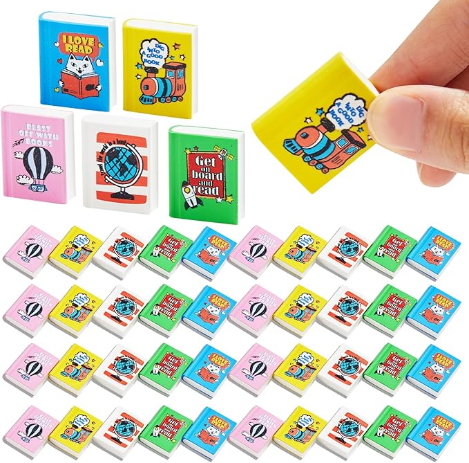party greeting 100Pcs I Love to Read Pencil Erasers Fun Erasers Bulk by partygreeting