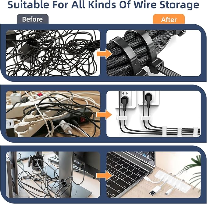 319pcs Cable Management Organizer Kit, Desk Cord Organizer, 98 Adhesive Cable - Image 3
