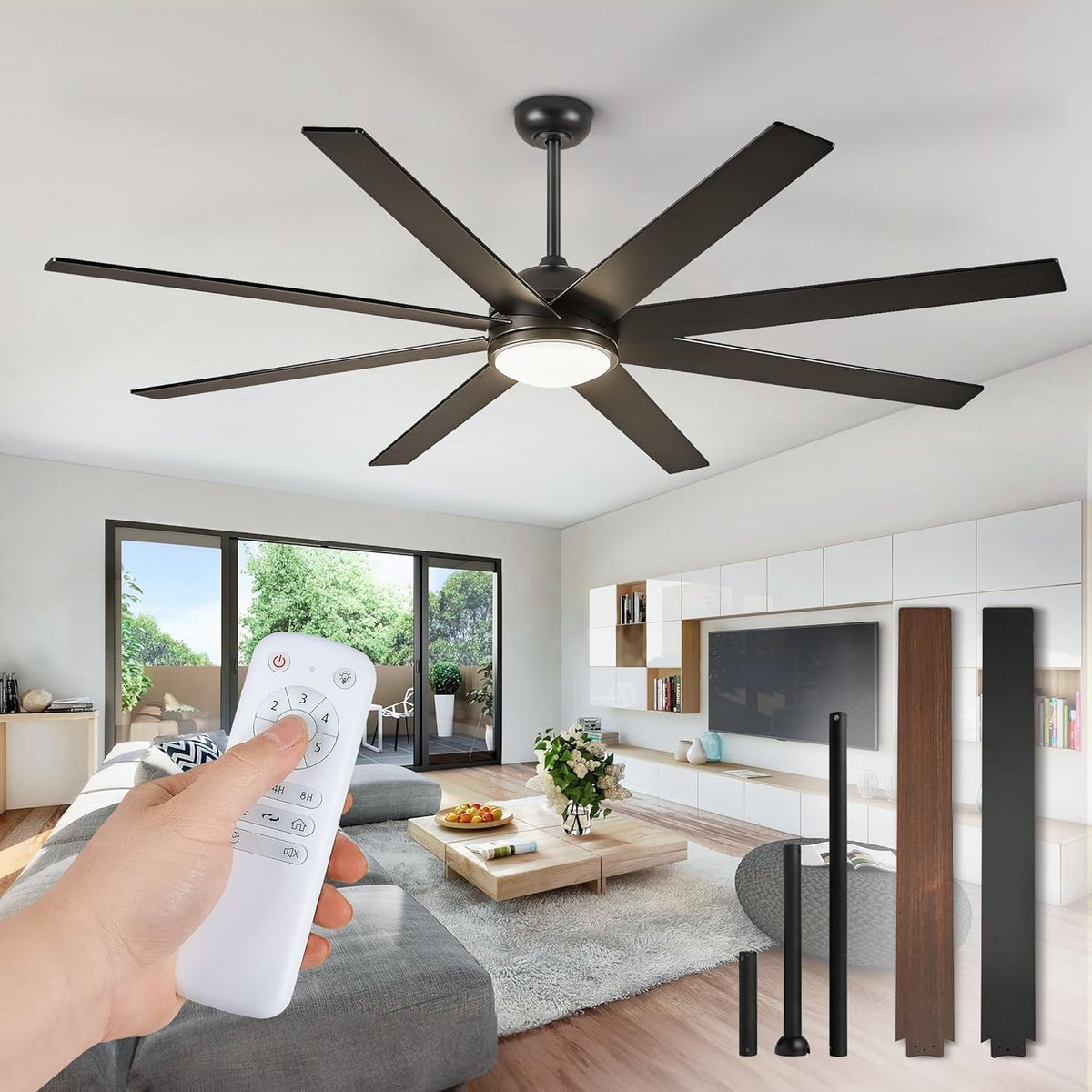 fanbulous 65 inch black ceiling fans with 3cct, main product view