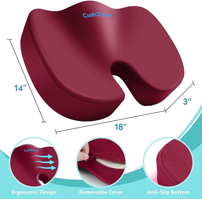 Office Chair Seat Cushion, Cooling Gel Enhanced Memory Foam Cushion - Image 3