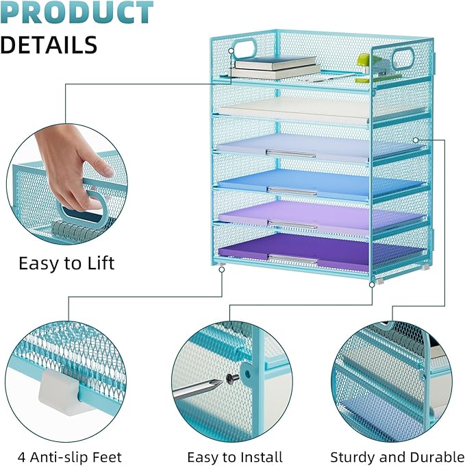Marbrasse 6 Tier Paper Organizer Letter Tray - Image 4