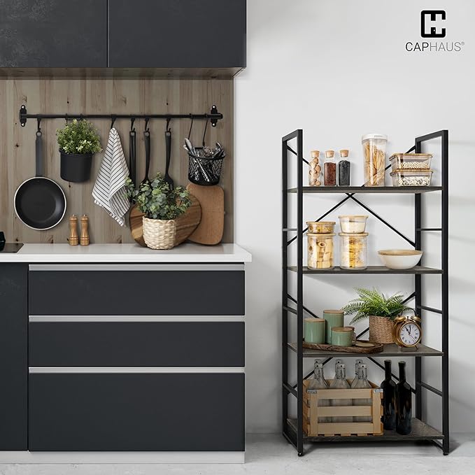 CAPHAUS 4 Tier Bookshelf, 24 Inch Width Free Standing Shelf, Bookcase Shelf - Image 4