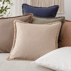 Foindtower Set of 2 Decorative Linen Fringe Throw Pillow Covers Boho Farmhouse - Image 5