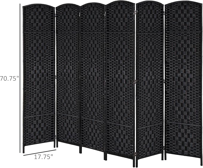 HOMCOM Room Divider, 6 Panel Folding Privacy Screen, 6FT Tall Portable Wicker - Image 7