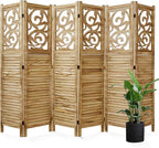 Room Divider Wood Carved Wall Divider Indoor Folding Portable Partition Screen - Image 8