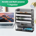 EASEPRES Desk File Organizer Mesh 6-Tier, Hanging Wall Mount Document - Image 2