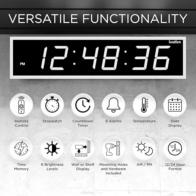 Ivation Huge Oversized 60" Large Digital LED Clock | Big Digital Clock - Image 6