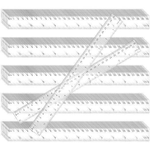 KEILEOHO 200 Pack 12 Inch Clear Plastic Ruler, Bulk Standard/Metric Straight by KEILEOHO