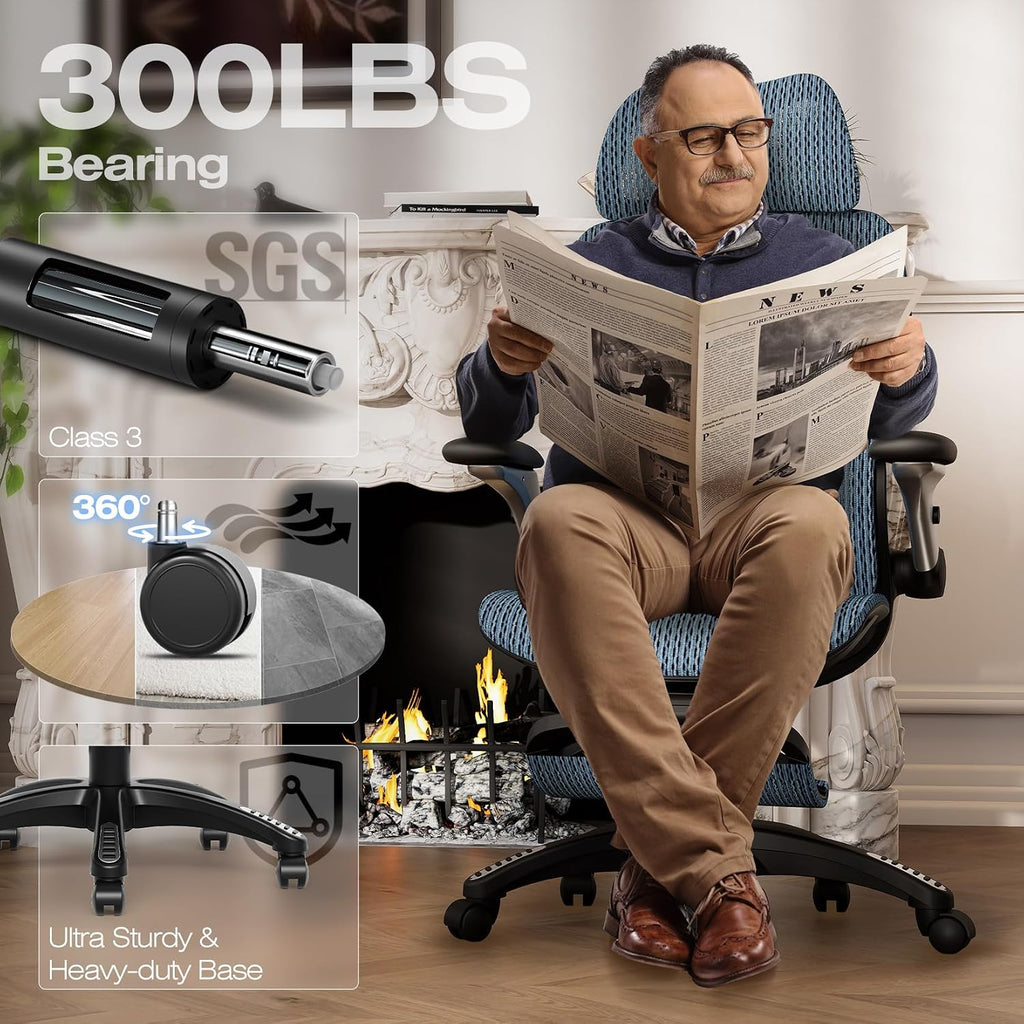 elabest x100 ergonomic mesh office chair with footrest, front angle view