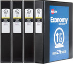 Avery Economy View 3 Ring Binders, 1.5" Round Rings, 4 Black Binders by Avery