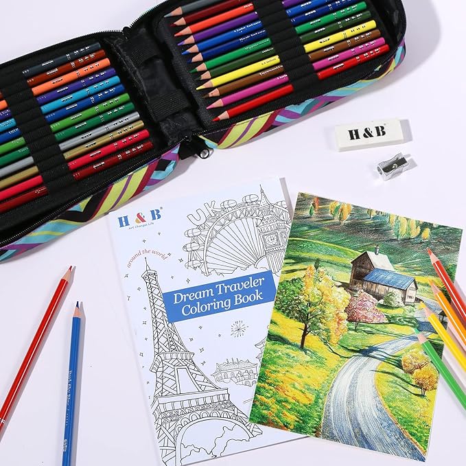 H & B 72 Colored Pencils Set, Art Pencil Kit - Image 2