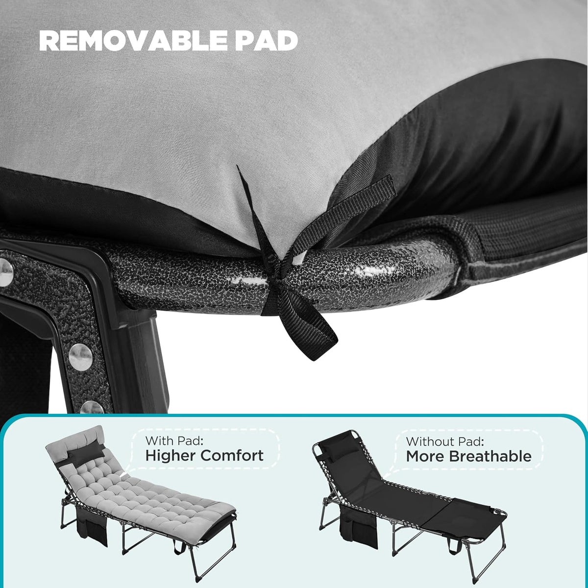 Yaheetech Outdoor Tanning Chair with Face Hole & Removable Cushion Black