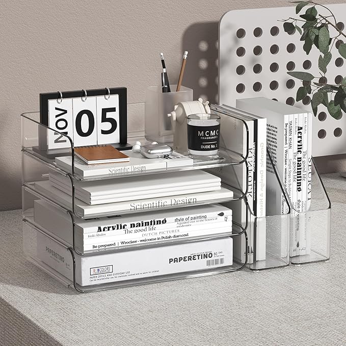 FANXIYQ 4-Tier Clear Acrylic Paper Tray Organizer - Image 2