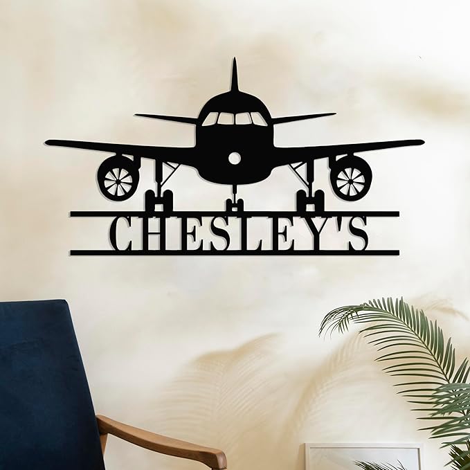 Personalized Metal Airplane Wall Art, Airplane Name Sign, Customized Pilot Name - Image 6