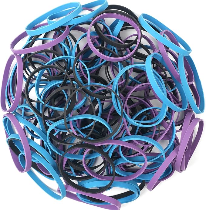 AMUU Rubber Bands Size #64 227g/0.5 lb Purple Blue Black Rubber Bands - Image 3