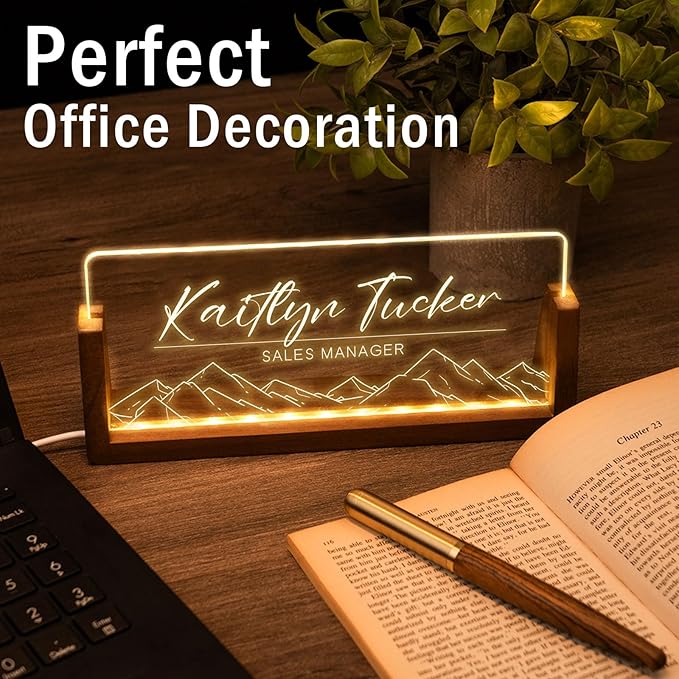 Desk Name Plate Personalized, Custom Office Light Up Name Plate - Image 3