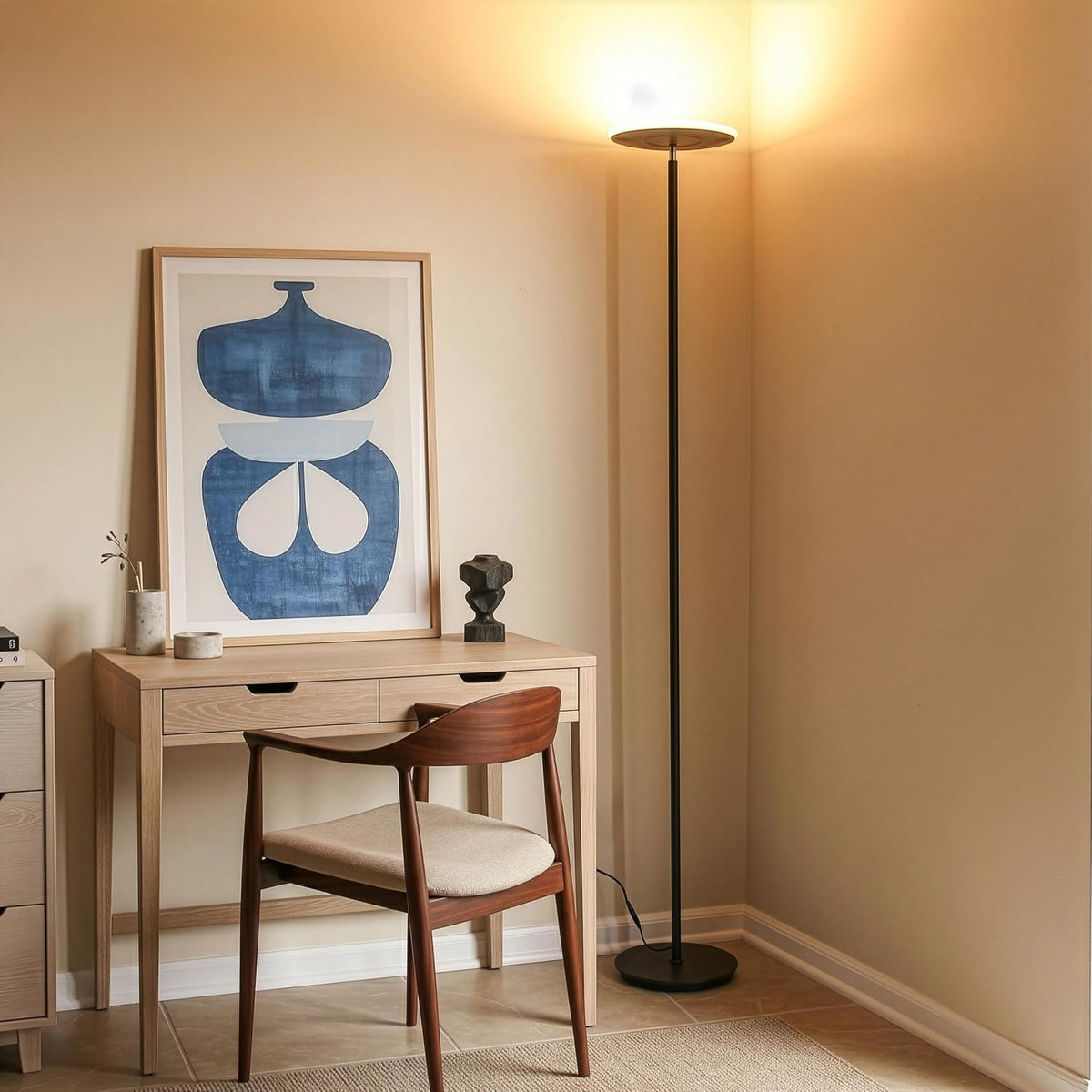 Brightech Sky LED Floor lamp, Torchiere Super Bright Floor Lamp for Living Ro...