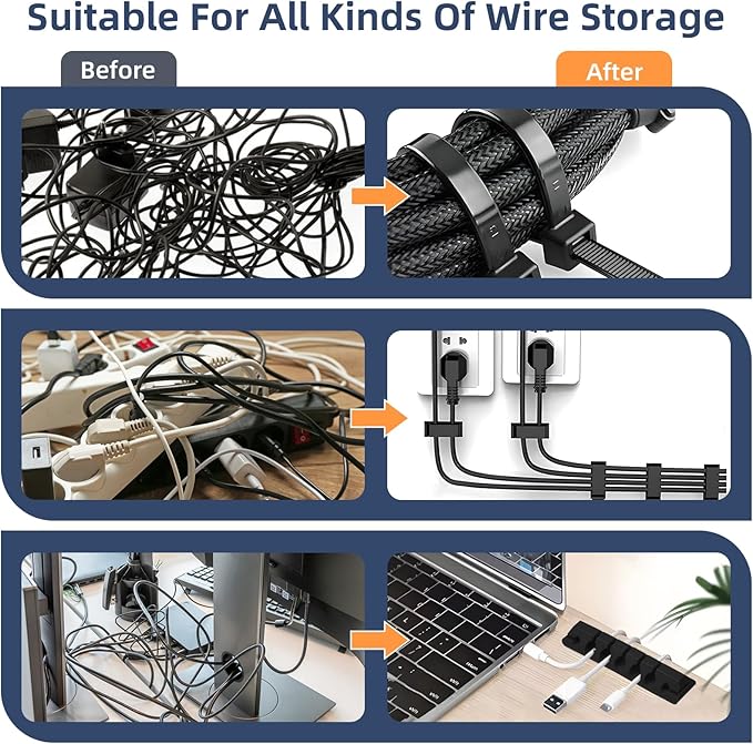 319pcs Cable Management Organizer Kit, Desk Cord Organizer, 98 Adhesive Cable - Image 3