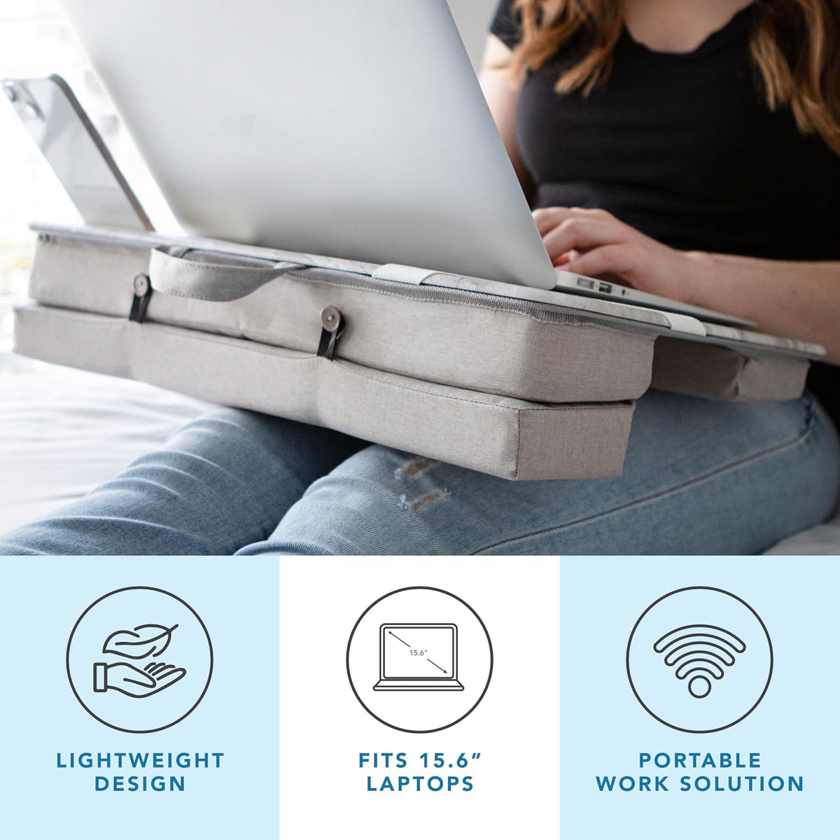 LAPGEAR Elevation Lap Desk – White Marble, Fits 15.6” Laptops
