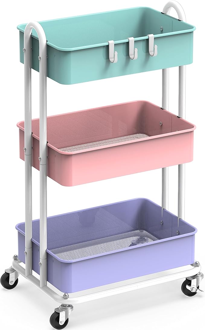 Simple Houseware 3-Tier Heavy Duty Metal Utility Rolling Cart by SimpleHouseware