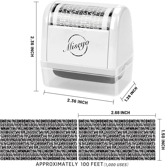 Miseyo Wide Identity Theft Protection Roller Stamp Set - Image 2