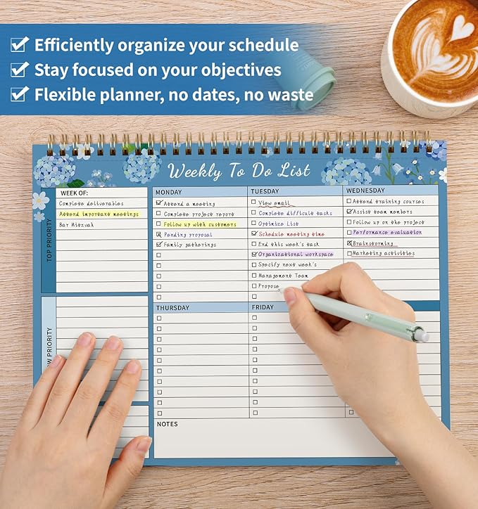 104 Pgs Weekly To Do List Notepad, 52 Duplex-Printed Undated Sheets 100 - Image 6