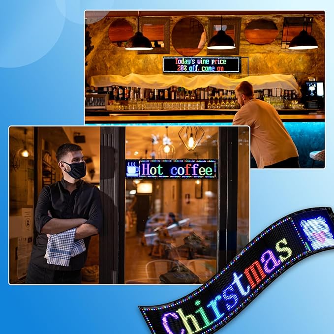 Double Row Scrolling LED Sign, Programmable Flexible LED Matrix Panel, DIY Text - Image 2