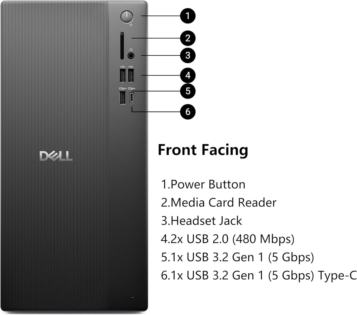 Dell Tower Desktop ECT1250, Intel i3-14100, 8GB DDR5 512GB SSD, Win 11 Pro