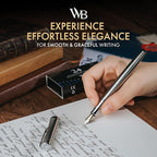 Wordsworth & Black Fountain Pen Set, Fine Nib, Includes 24 Pack Ink Cartridges - Image 2