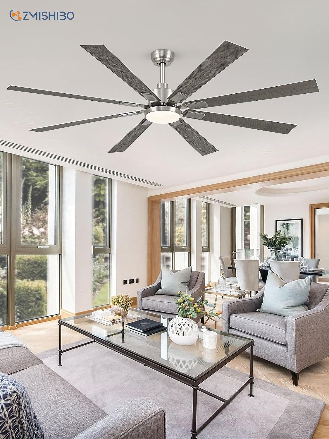 zmishibo 72” modern ceiling fan with light, remote, view 9